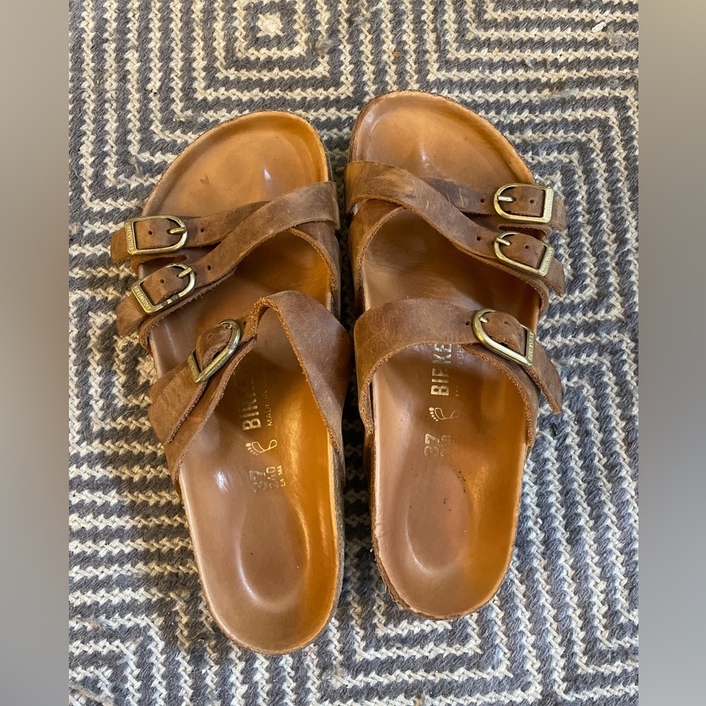 Birkenstock Women's Franca Sandals - Oiled Leather - Cognac